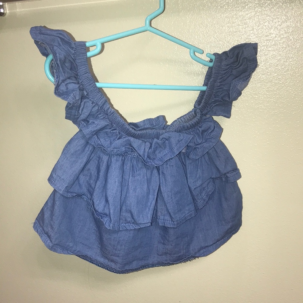 Online boutique 2T “jean” tube top w/ low sleeves - Picture 3 of 7